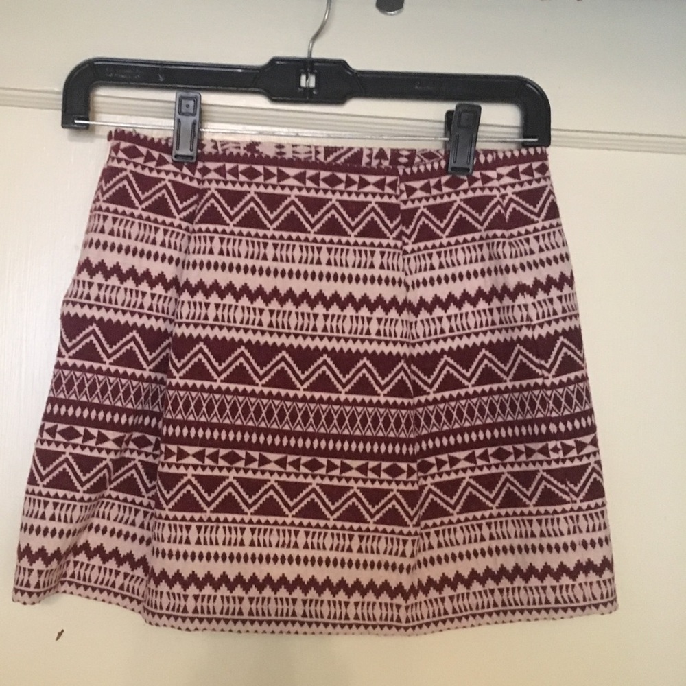 Maroon and white mini skirt